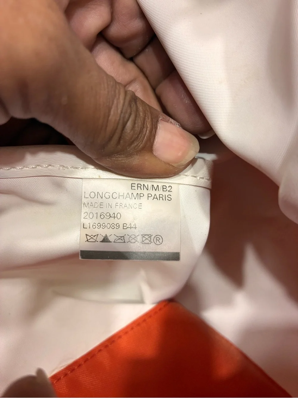 Longchamp Orange Nylon Backpack with Brown Trim